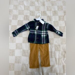 NWT Bon Bebe Plaid Jacket and Tan Pants Set 2T